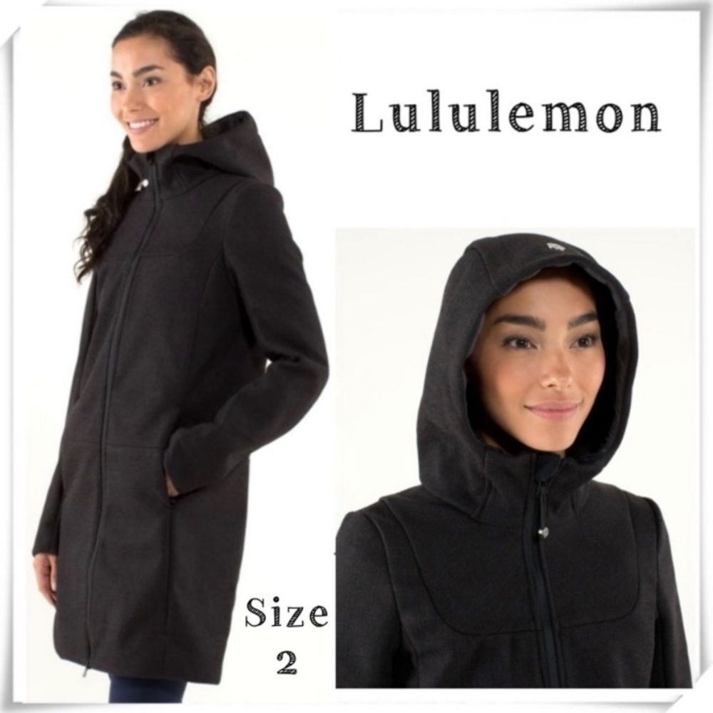 Lululemon City Softshell Zip up Tweed Coat in Dark Gray Black Size 2